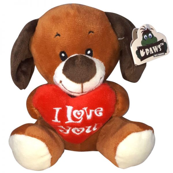 Hond met I Love You Hart Knuffel 15 cm