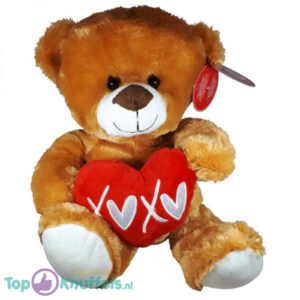 Teddybeer met hart Bruin Knuffel 32cm