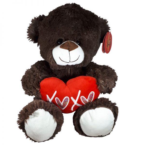 Teddybeer met hart Donkerbruin Knuffel 32cm