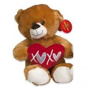 Teddybeer met hart Lichtbruin Knuffel 32cm