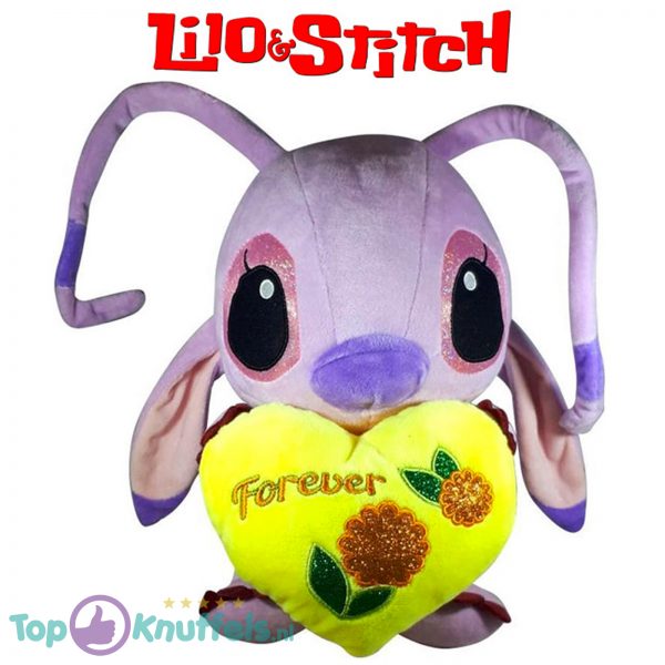 Disney Angel Lilo en Stitch met geel hart ''Forever'' Pluche Knuffel 30 cm