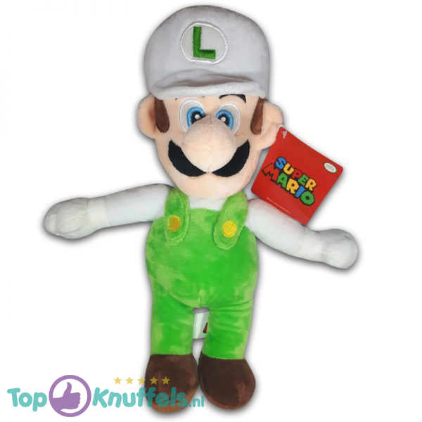 Pluche Mario Bros Knuffel Luigi Wit