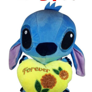 Disney Stitch met geel hart ''Forever'' Pluche Knuffel 30 cm