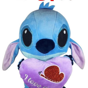 Disney Stitch met paars hart ''I Love You'' Pluche Knuffel 30 cm