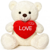 Teddybeer (Wit) Bobby met Hart Pluche Knuffel 25 cm