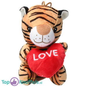 Tijger Pluche Knuffel met Hart Love 15 cm