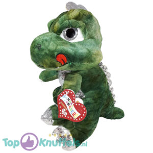 Dinosaurus Pluche Knuffel (Groen/Zilver) 32 cm