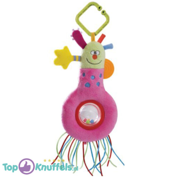 Kooky Rattles Pluche Rammelaar (Roze) 21 cm + Pluche Knuffel Vingerpop 10 cm