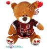 Bruine Teddybeer met rood glitter shirtje ''LOVE'' 32 cm