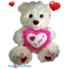 Witte Teddybeer met wit en donker roze hart ''I Love U'' 32 cm