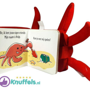 Krab Knuffelboekje (Knip de Krab 15 cm) + Pluche Knuffel Vingerpop (10 cm)