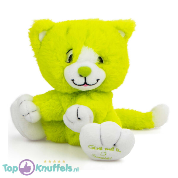 Neon Groen Pluche Knuffel Kat (Give Me A Smile) 20 cm