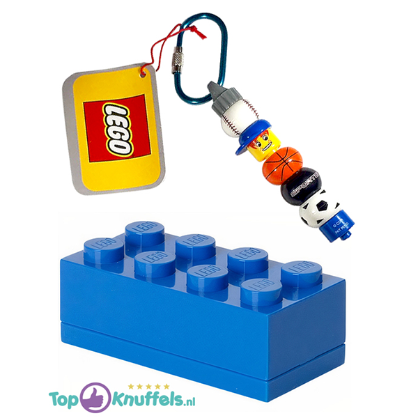Lego Opbergblokje 10cm + Lego Sleutelhanger 10cm (Blauw
