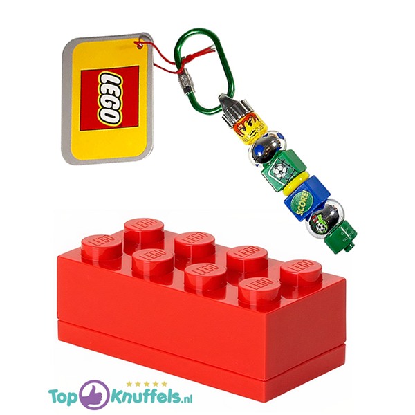 Lego Opbergblokje 10cm + Lego Sleutelhanger 10cm (Rood