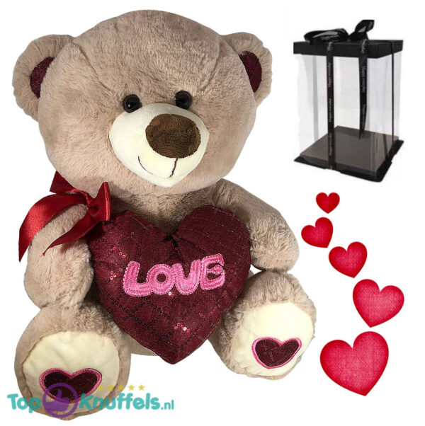 Teddybeer met hart 'Love' (Lichtbruin) 26cm