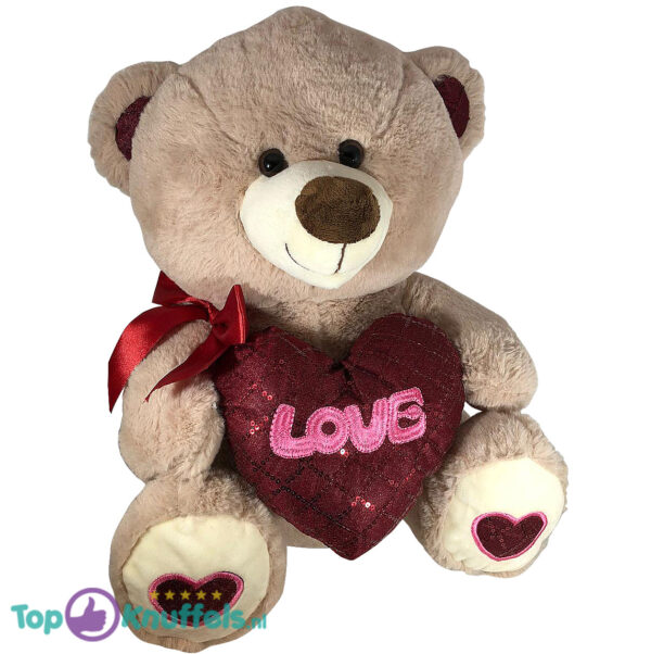 Teddybeer met hart 'Love' (Lichtgrijs) 26cm