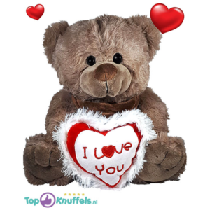 Teddybeer Bruin Pluche Knuffel met I Love You Hart
