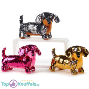 Teckel Hondje Pluche Knuffel Met Glitter Effect 30 cm