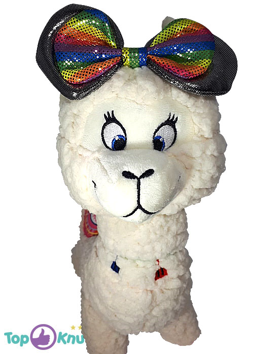 Circulaire Koe op gang brengen Minnie Regenboog Lama met Strik Pluche Knuffel kopen? Topknuffels.nl