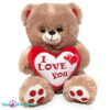 Bruine Teddybeer met Hart ''I Love You'' (Rood/Wit) 32 cm