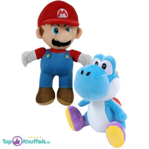 Super Mario + Yoshi Blauw Pluche Knuffel Set (30 cm)
