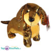 Teckel Hondje Pluche Knuffel Met Glitter Effect (Goud) 30 cm