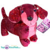 Teckel Hond Pluche Knuffel Met Glitter Effect (Roze) 30 cm