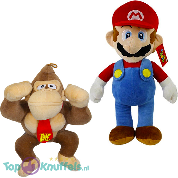 Super Mario Bros Pluche Knuffel Set: Mario + Donkey Kong 28 cm