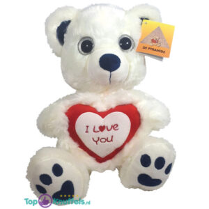 Witte Teddybeer Berry met Rood Hart ''I Love You'' 30 cm