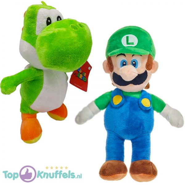 Super Mario Bros Pluche Knuffel Set: Luigi + Yoshi 30 cm