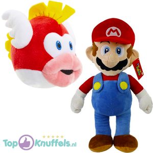 Super Mario Bros Pluche Knuffel Set: Mario + Cheep Cheep Vis 25 cm