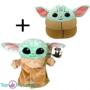 Disney Star Wars The Mandalorian - Yoda Pluche Knuffel 26 cm + Baby Yoda Knuffel 10 cm