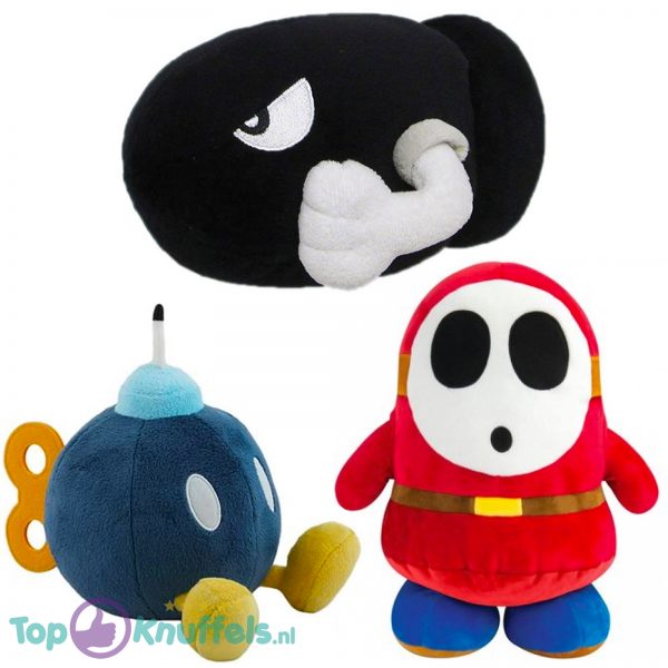 Bob-Omb + Shy Guy + Bullet Bills Super Mario Bros Pluche Knuffel Set!