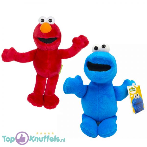 Cookie Monster + Elmo Sesamstraat Pluche Knuffel Set 20 cm