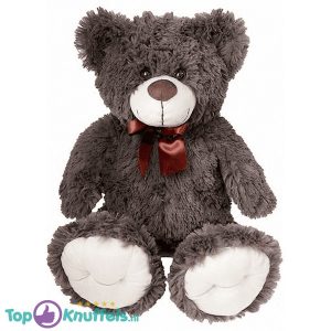 Teddybeer Bubu Pluche Knuffel met Strik (Donkerbruin) 55 cm