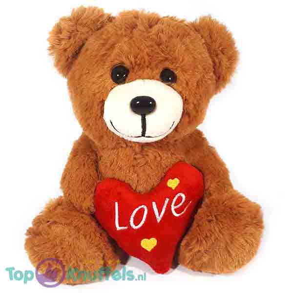 Love Teddybeer Pluche Knuffel Bruin 24 cm