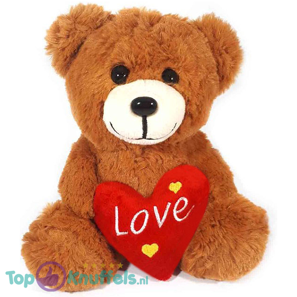 Love Teddybeer Pluche Knuffel Bruin 24 cm
