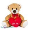 Teddybeer Bruin met Rode Strik en Hart "I Love You" 22 cm