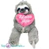 Luiaard met Roze Hart "I Love You" Pluche Knuffel 40 cm