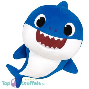 Baby Papa Shark (Blauw) Interactieve Pluche Knuffel met Muziek 30 cm