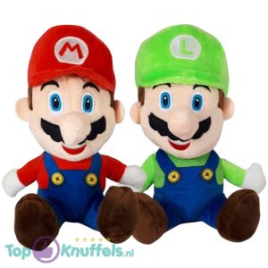 Mario + Luigi Zittend - Super Mario Bros Pluche Knuffel Set 24 cm