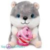 Hamster met Cupcake (Grijs) Pluche Knuffel 30 cm