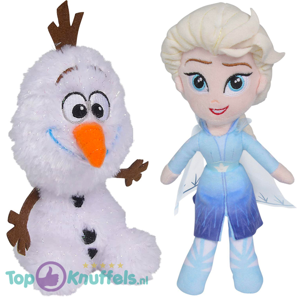 Olaf & Elsa - Disney Frozen Pluche Knuffel Set 23 cm