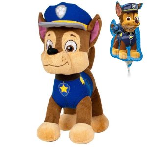 Chase - Paw Patrol Pluche Knuffel 20 cm + Paw Patrol Ballon