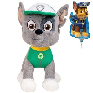 Rocky - Paw Patrol Pluche Knuffel 20 cm + Paw Patrol Ballon