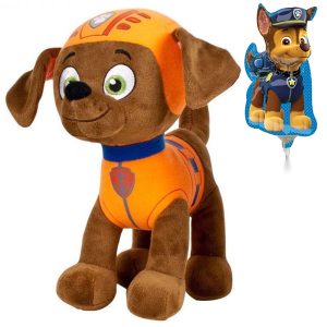 Zuma - Paw Patrol Pluche Knuffel 20 cm + Paw Patrol Ballon