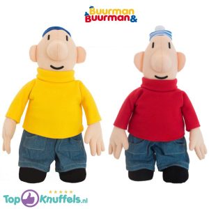 Buurman en Buurman Pluche Knuffel Set (Geel/Rood) Staand 35 cm