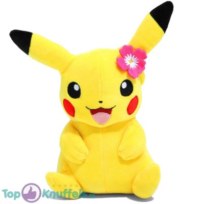 Pikachu met Roze Bloementje - Pokémon Pluche Knuffel 23 cm