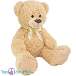 Teddybeer Bubu met Strik Goud Pluche Knuffel (Beige) XXL 100 cm