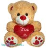 Lichtbruine Teddybeer met rood hart ''Kiss Me'' 32 cm